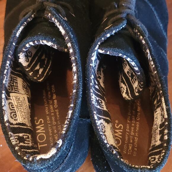 TOMS Womens Desert Wedge Black Suede Wedge Lace-Up Ankle Bootie Mid Heel Boot✨️9 - Picture 6 of 12